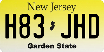 NJ license plate H83JHD
