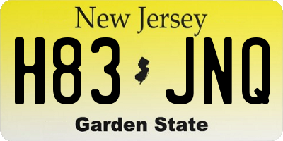 NJ license plate H83JNQ