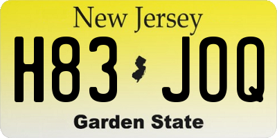 NJ license plate H83JOQ