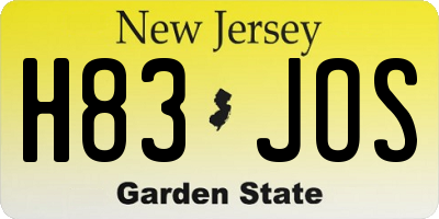 NJ license plate H83JOS