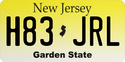 NJ license plate H83JRL