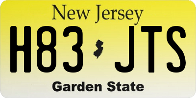 NJ license plate H83JTS