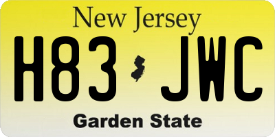 NJ license plate H83JWC