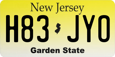 NJ license plate H83JYO