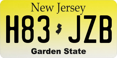 NJ license plate H83JZB