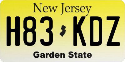 NJ license plate H83KDZ