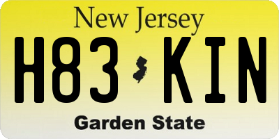 NJ license plate H83KIN