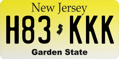 NJ license plate H83KKK