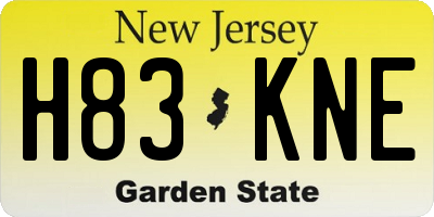 NJ license plate H83KNE