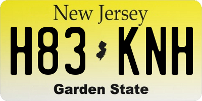 NJ license plate H83KNH