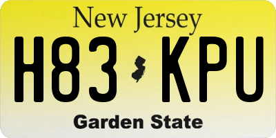 NJ license plate H83KPU