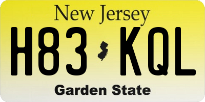 NJ license plate H83KQL
