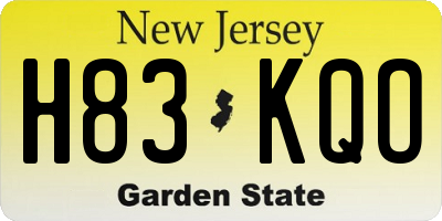 NJ license plate H83KQO