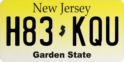 NJ license plate H83KQU