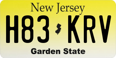 NJ license plate H83KRV