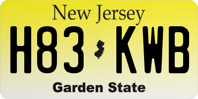 NJ license plate H83KWB