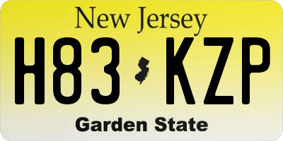NJ license plate H83KZP
