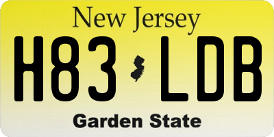 NJ license plate H83LDB