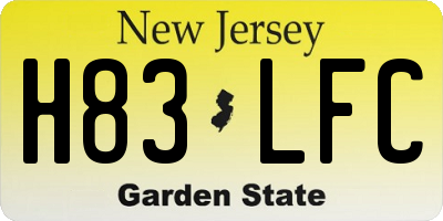 NJ license plate H83LFC