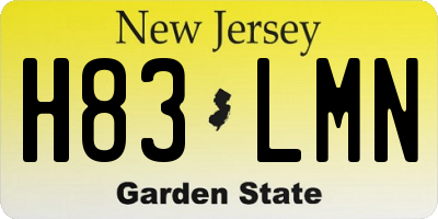 NJ license plate H83LMN