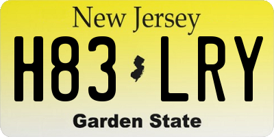 NJ license plate H83LRY