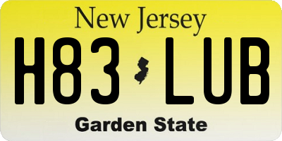 NJ license plate H83LUB