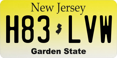 NJ license plate H83LVW