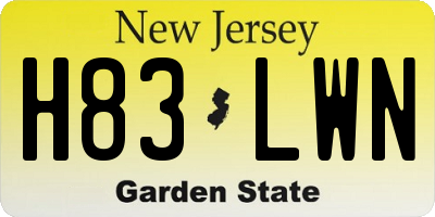 NJ license plate H83LWN