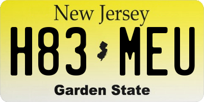 NJ license plate H83MEU