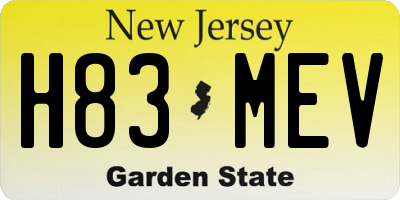 NJ license plate H83MEV