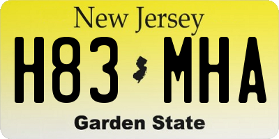 NJ license plate H83MHA