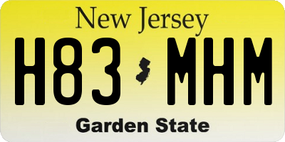 NJ license plate H83MHM