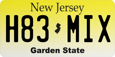 NJ license plate H83MIX
