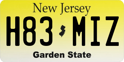 NJ license plate H83MIZ