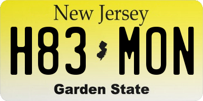 NJ license plate H83MON