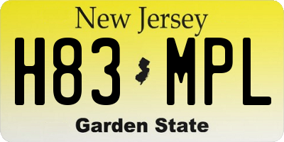 NJ license plate H83MPL