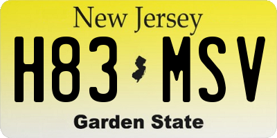 NJ license plate H83MSV