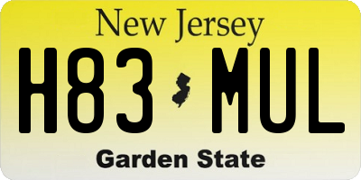 NJ license plate H83MUL