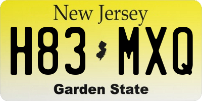 NJ license plate H83MXQ