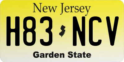 NJ license plate H83NCV