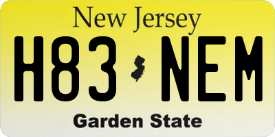 NJ license plate H83NEM
