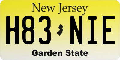 NJ license plate H83NIE