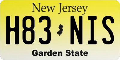NJ license plate H83NIS