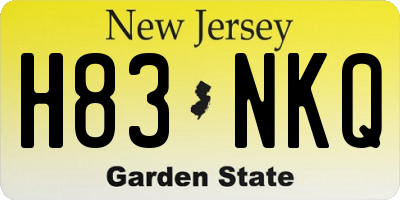 NJ license plate H83NKQ