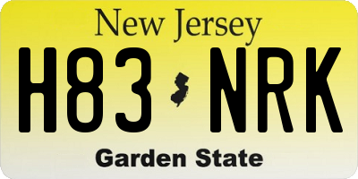 NJ license plate H83NRK