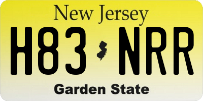 NJ license plate H83NRR