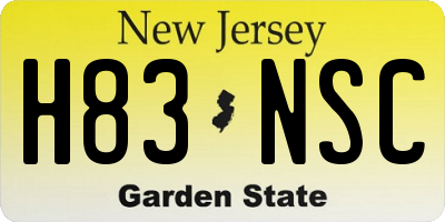 NJ license plate H83NSC
