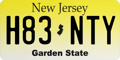 NJ license plate H83NTY