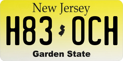 NJ license plate H83OCH