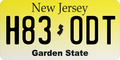NJ license plate H83ODT
